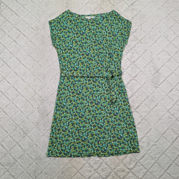 Boden Dress Womens 10 Green Polka Dot Jersey Shift Weekday Stretch Retro - Picture 1 of 8